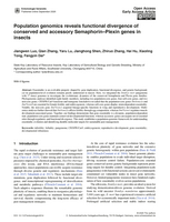 Image of first page of: Population genomics reveals functional divergence of conserved and accessory Semaphorin–Plexin genes in insects