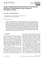 Image of first page of: Using a nudging-based parameterization for representing the effects of heterogeneous urban canopies in atmospheric models