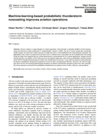 Image of first page of: Machine-learning-based probabilistic thunderstorm nowcasting improves aviation operations