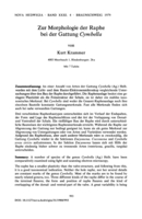 Image of first page of: Zur Morphologie der Raphe bei der Gattung Cymbella