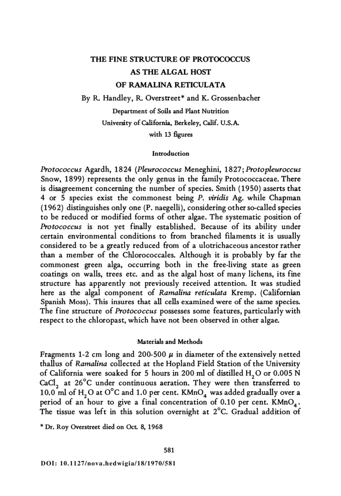 The Fine Structure of Protococcus as the Algal Host of Ramalina ...