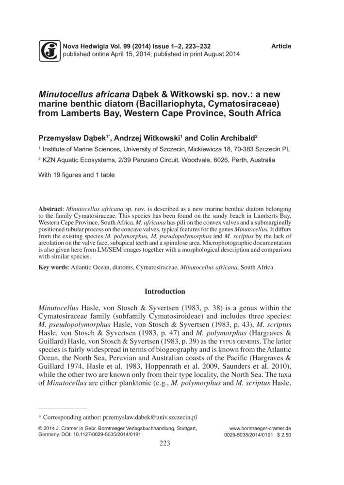 Minutocellus africana Dąbek & Witkowski sp. nov.: a new marine benthic ...
